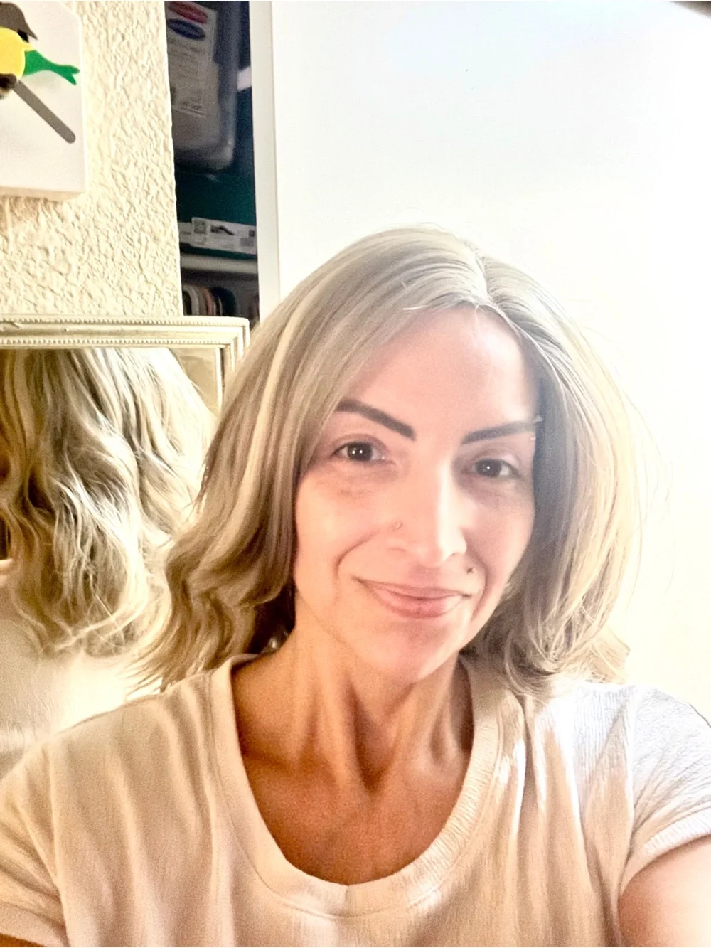 Blonde Highlight Wavy Women’s Wig - Natural Light Blonde lace from